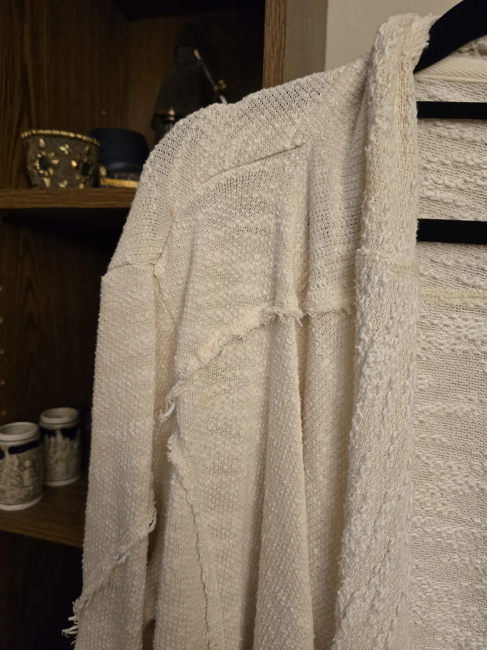 Free People In The Loop Open Front Boho Cardigan Raw Edge Zipper Accent Size S